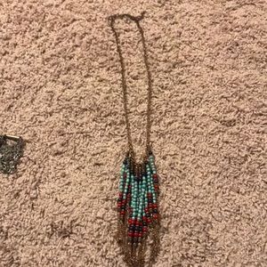 Gold long beaded necklace